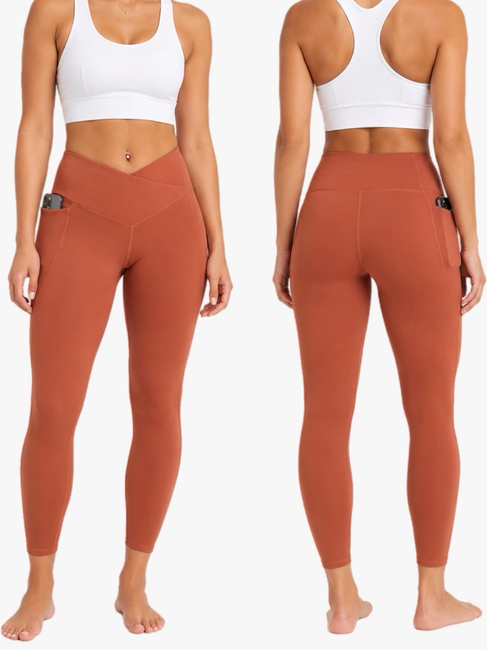 Fabletics Oasis PureLuxe HW Crossover 7/8 Leggings Mahogany Size Small